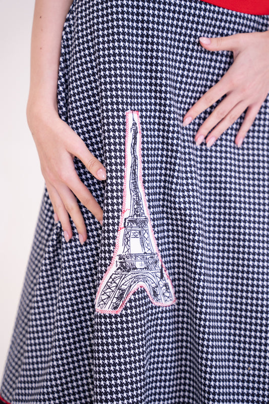 Upcycled Parisian Skirt with Eiffel Tower – Unique Piece
