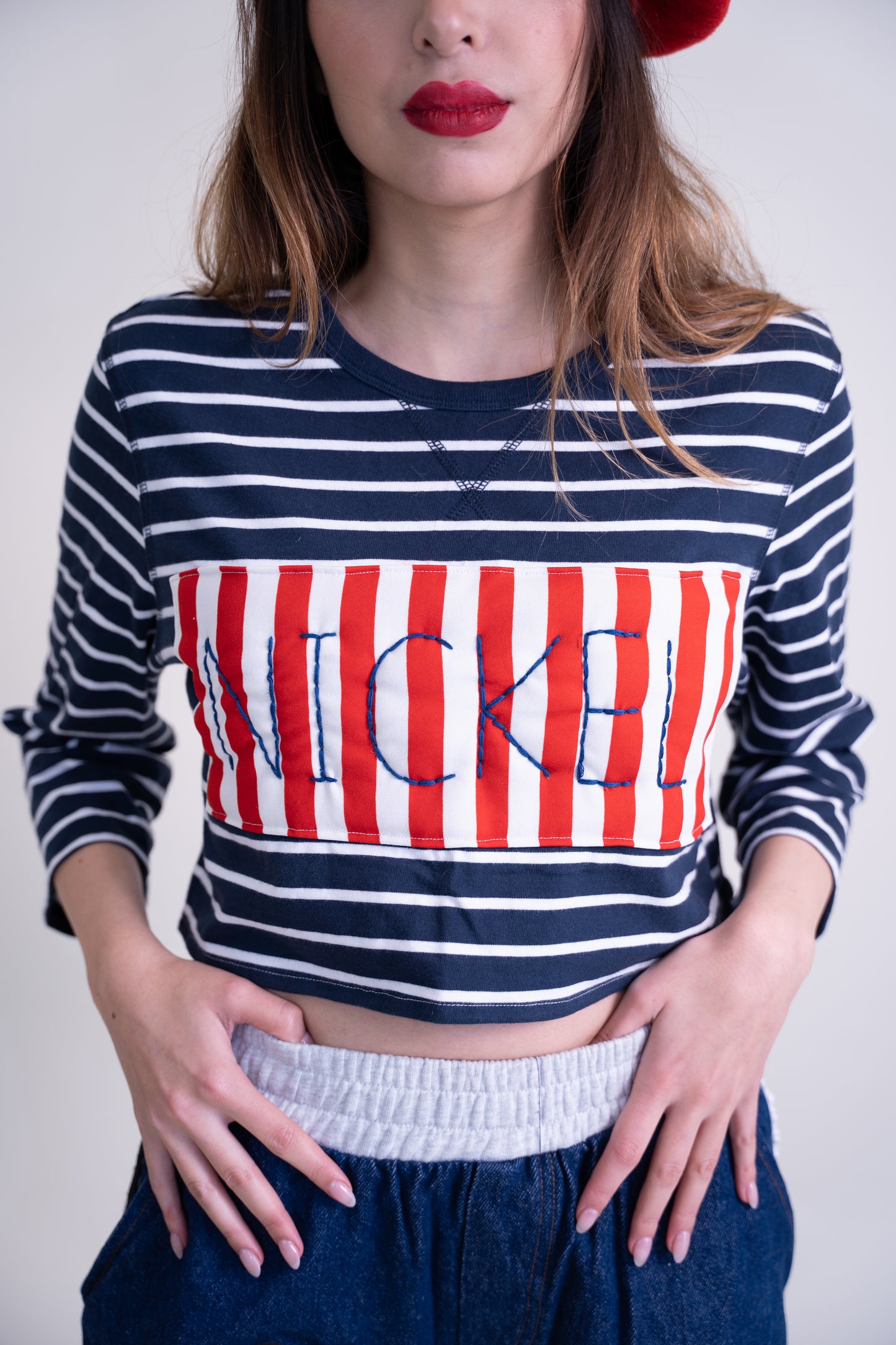 Wide-Leg Denim Jeans with Lace Inserts – Parisian-Inspired