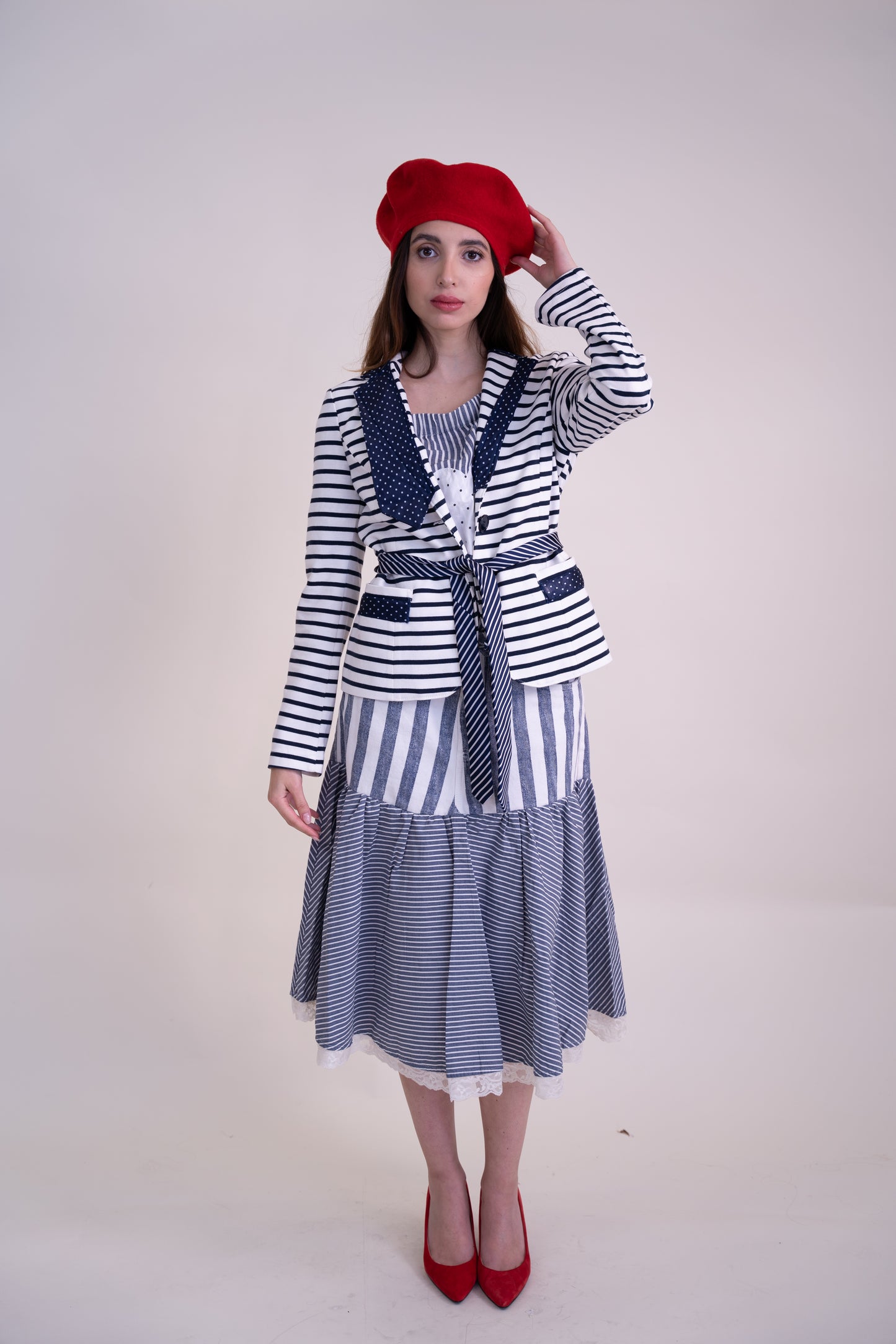 Upcycled White Jacket with Nautical-Inspired French Elegance