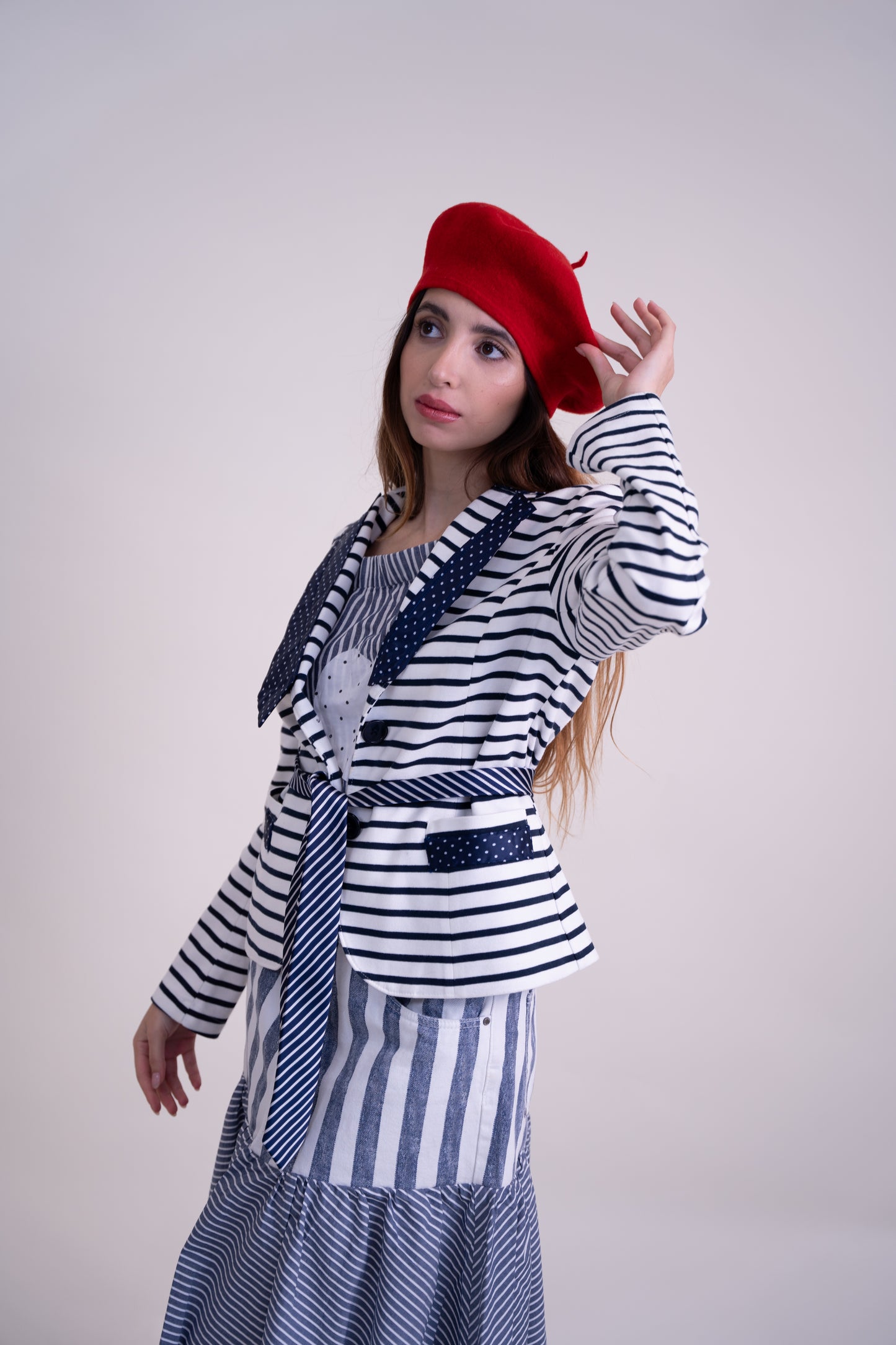 Upcycled White Jacket with Nautical-Inspired French Elegance