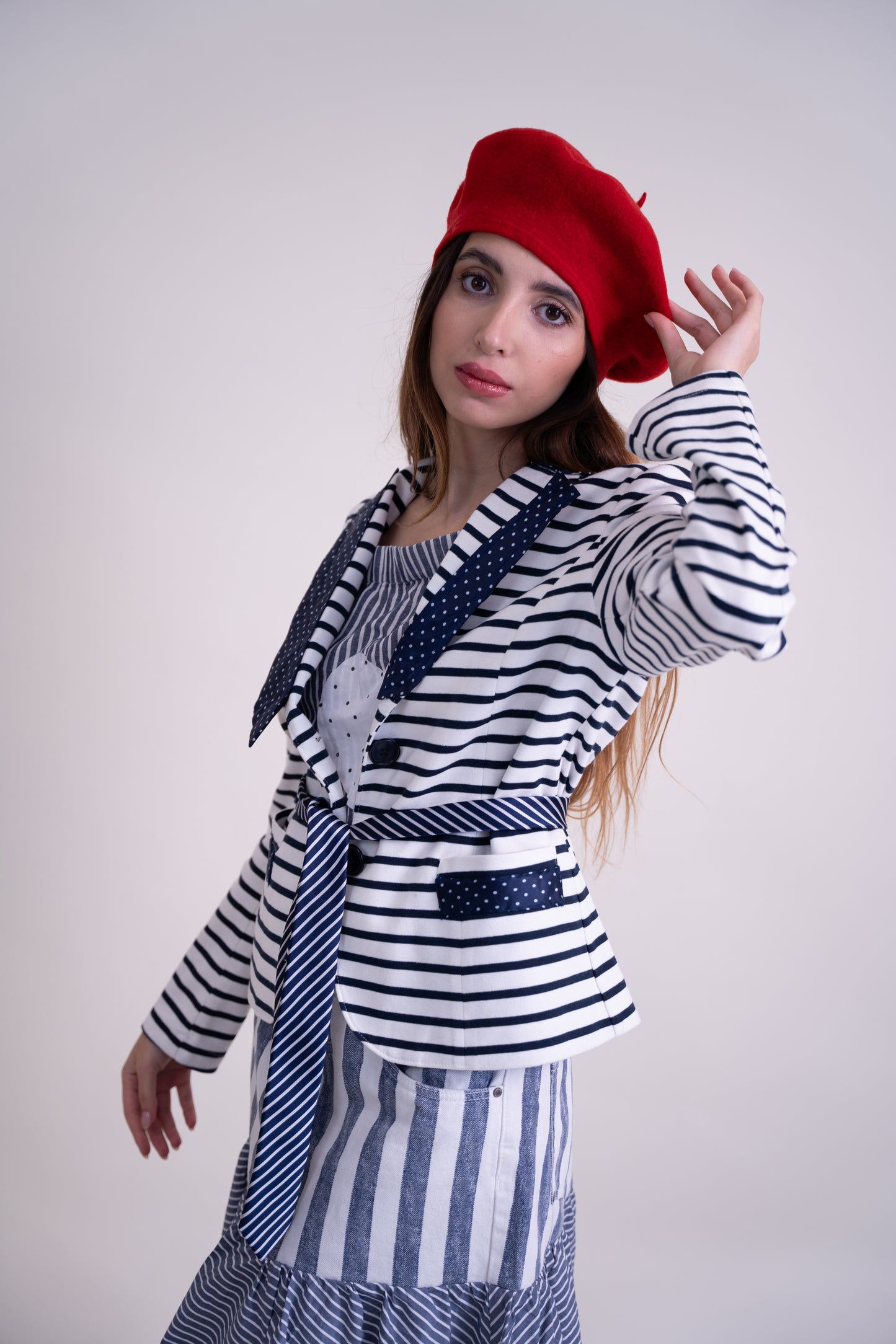 Upcycled White Jacket with Nautical-Inspired French Elegance