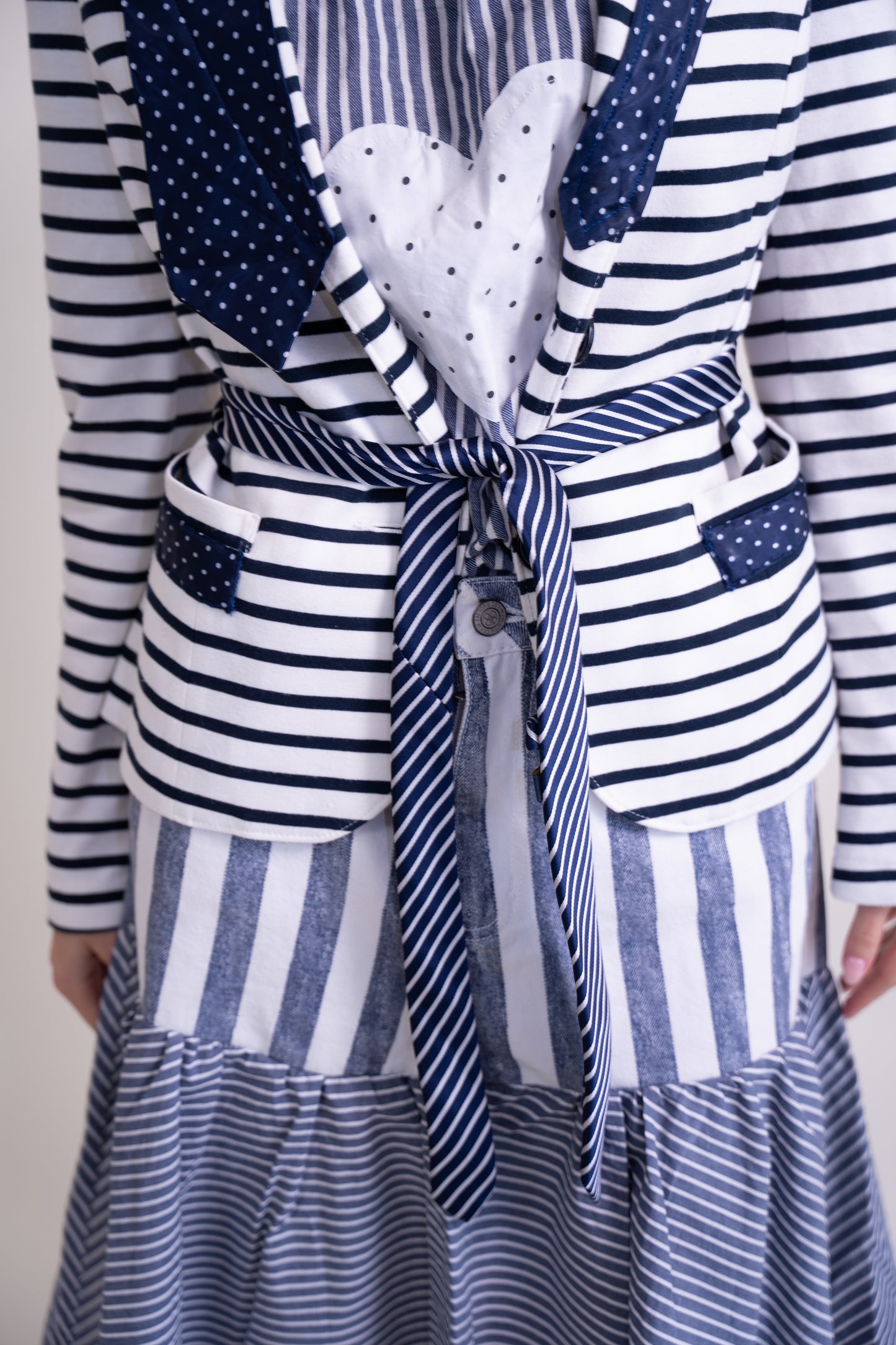 Upcycled White Jacket with Nautical-Inspired French Elegance