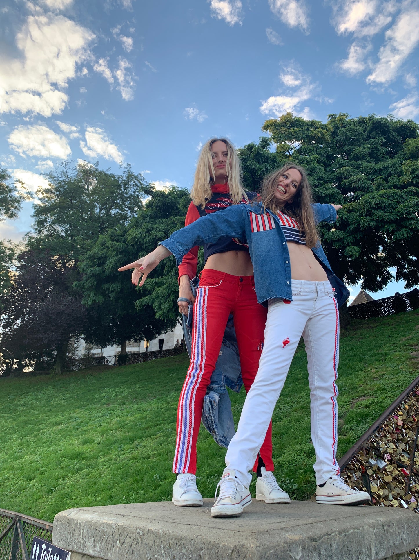 Upcycled White Denim Jeans with French-Inspired Patchwork