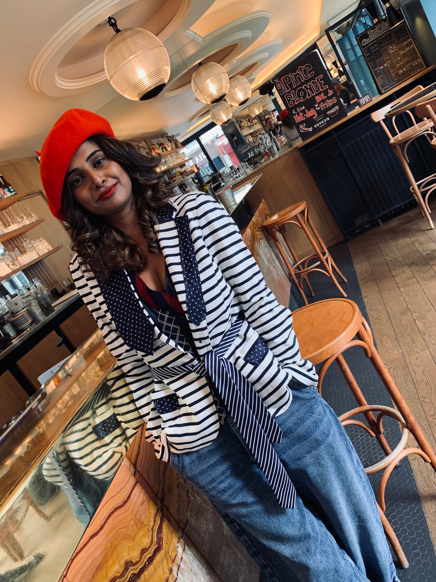 Upcycled White Jacket with Nautical-Inspired French Elegance