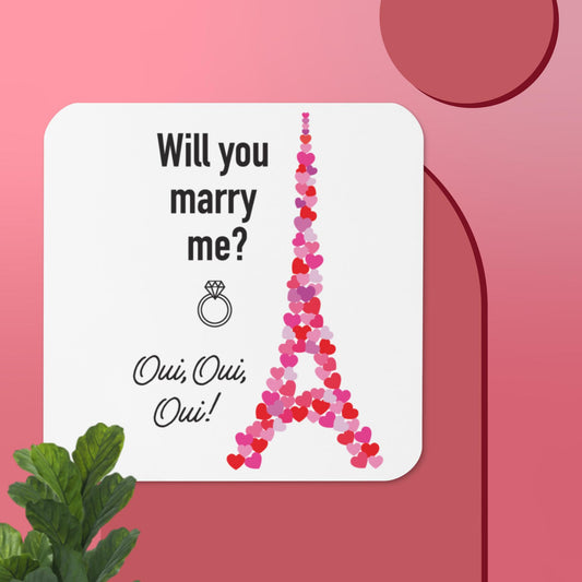 Cork-back coaster -Will you marry me?