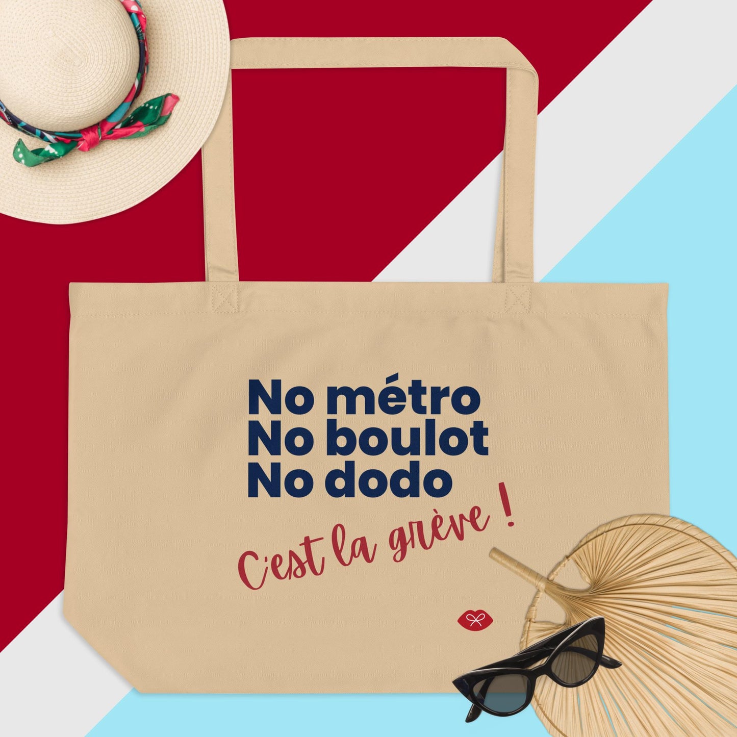 Large tote bag - Métro Boulot Dodo -C'est la grève!