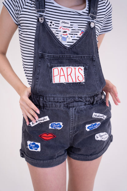 Upcycled Black Denim Salopette Overall