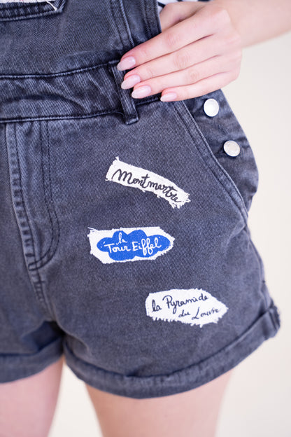 Upcycled Black Denim Salopette Overall