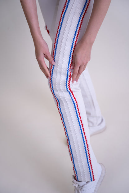 Upcycled White Denim Jeans with French-Inspired Patchwork