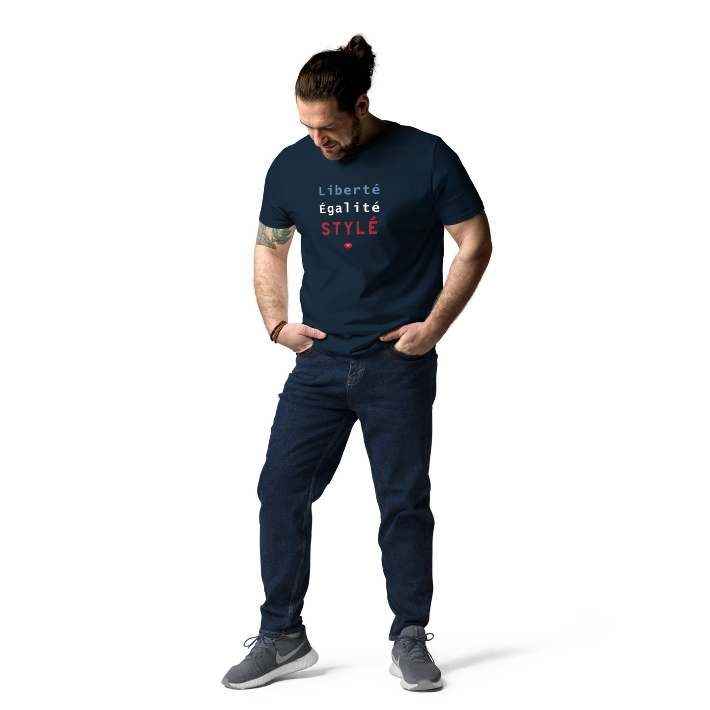 Unisex cotton t-shirt:Liberté, Égalité, STYLÉ - French motto